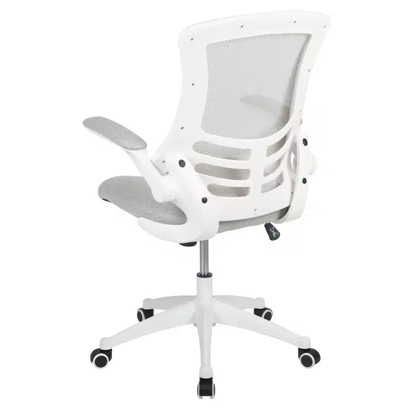 Fauteuil de bureau pivotant en maille à dossier mi-hauteur multicolore avec accoudoirs relevables, siège unique