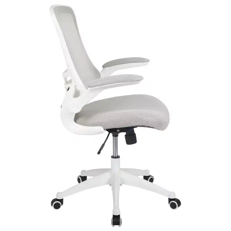 Fauteuil de bureau pivotant en maille à dossier mi-hauteur multicolore avec accoudoirs relevables, siège unique