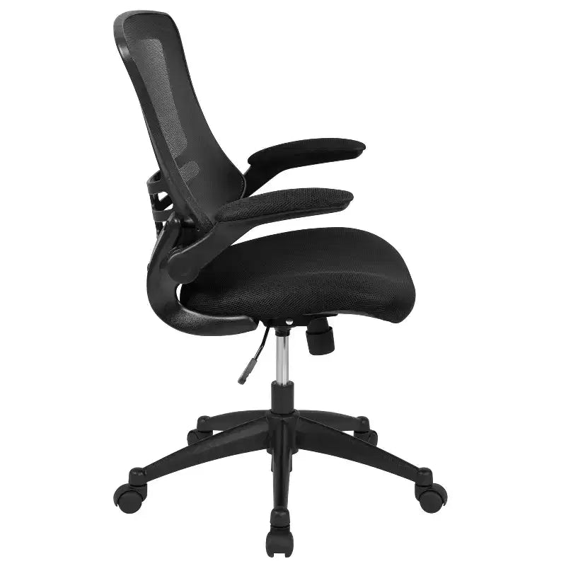 Fauteuil de bureau pivotant en maille à dossier mi-hauteur multicolore avec accoudoirs relevables, siège unique