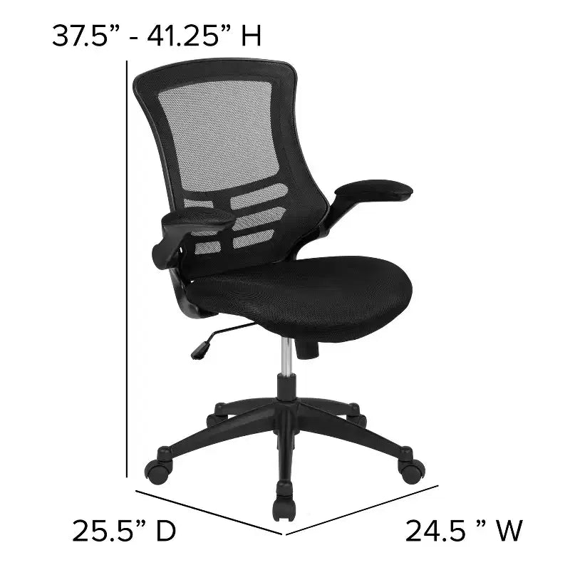 Fauteuil de bureau pivotant en maille à dossier mi-hauteur multicolore avec accoudoirs relevables, siège unique