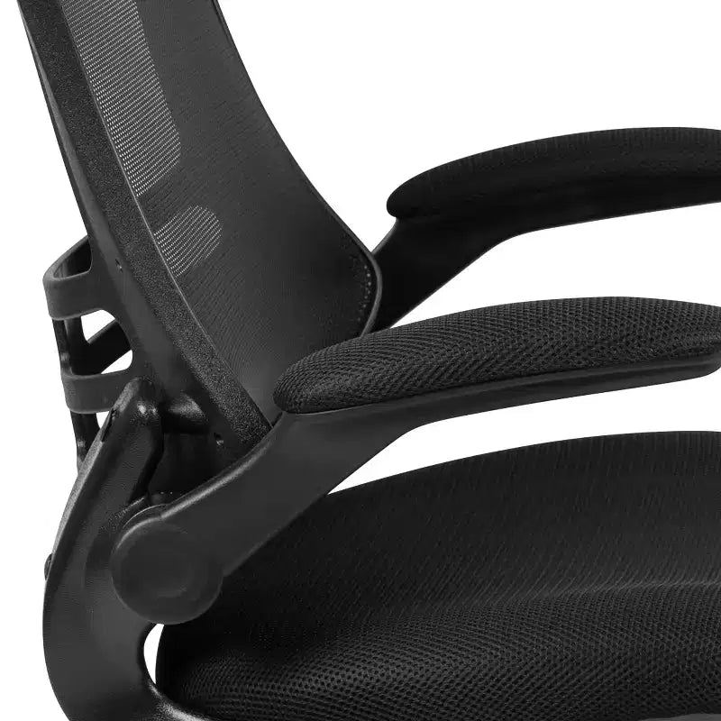 Fauteuil de bureau pivotant en maille à dossier mi-hauteur multicolore avec accoudoirs relevables, siège unique