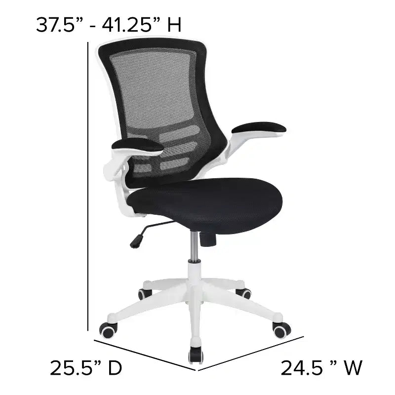 Fauteuil de bureau pivotant en maille à dossier mi-hauteur multicolore avec accoudoirs relevables, siège unique