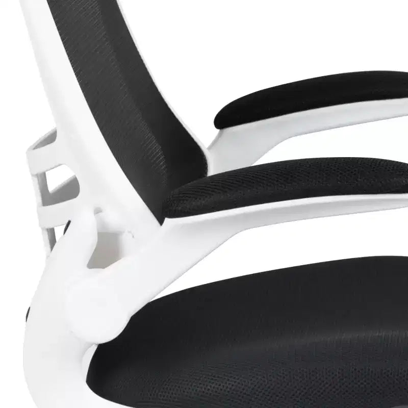 Fauteuil de bureau pivotant en maille à dossier mi-hauteur multicolore avec accoudoirs relevables, siège unique