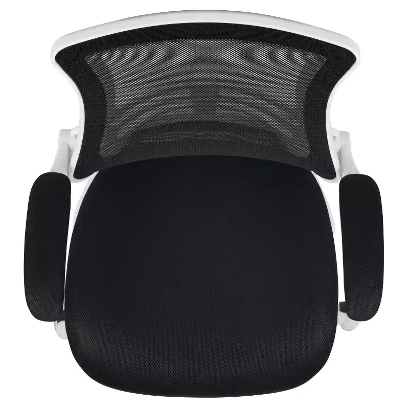 Fauteuil de bureau pivotant en maille à dossier mi-hauteur multicolore avec accoudoirs relevables, siège unique
