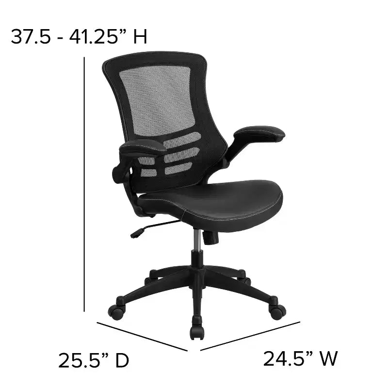 Fauteuil de bureau pivotant en maille à dossier mi-hauteur multicolore avec accoudoirs relevables, siège unique