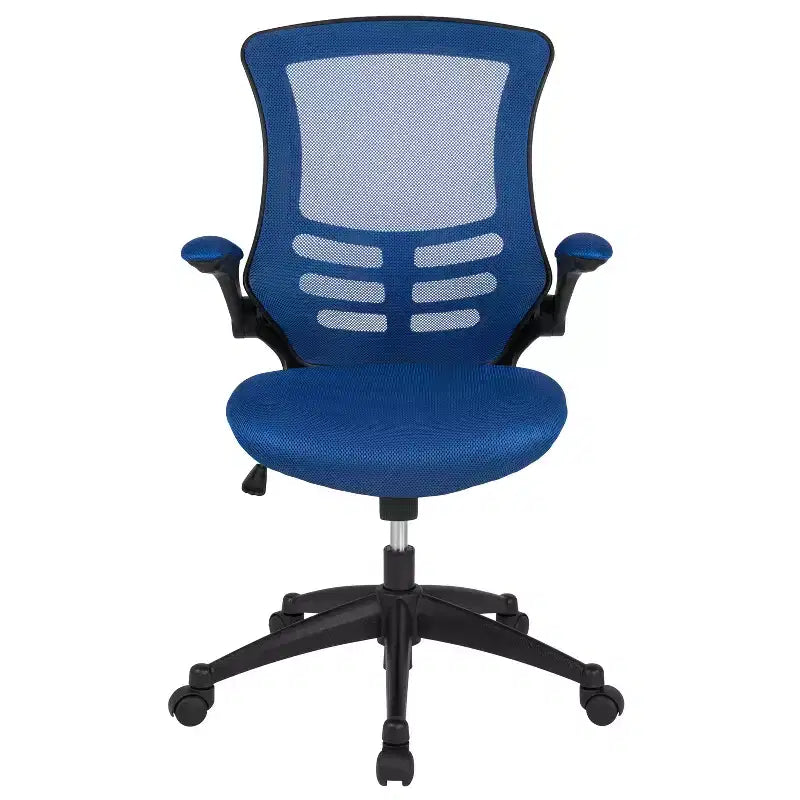 Fauteuil de bureau pivotant en maille à dossier mi-hauteur multicolore avec accoudoirs relevables, siège unique