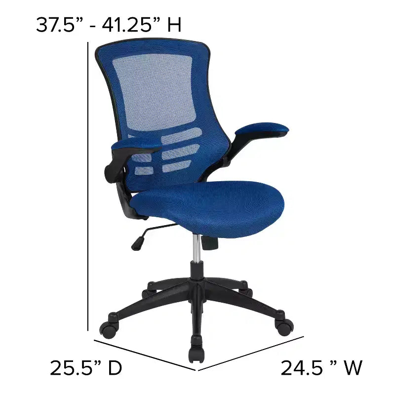 Fauteuil de bureau pivotant en maille à dossier mi-hauteur multicolore avec accoudoirs relevables, siège unique