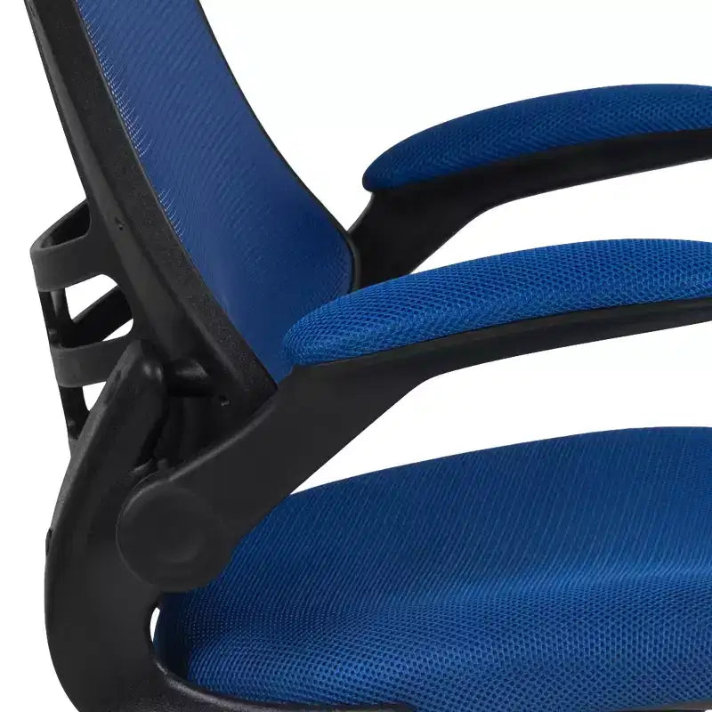 Fauteuil de bureau pivotant en maille à dossier mi-hauteur multicolore avec accoudoirs relevables, siège unique
