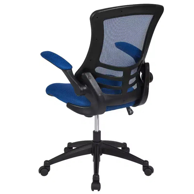 Fauteuil de bureau pivotant en maille à dossier mi-hauteur multicolore avec accoudoirs relevables, siège unique