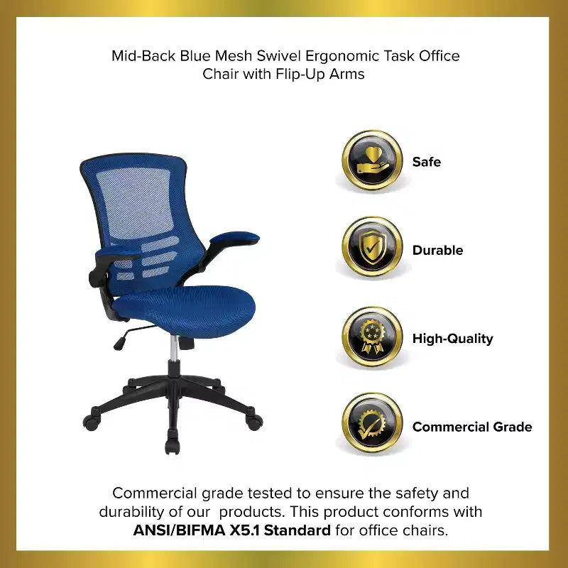 Fauteuil de bureau pivotant en maille à dossier mi-hauteur multicolore avec accoudoirs relevables, siège unique