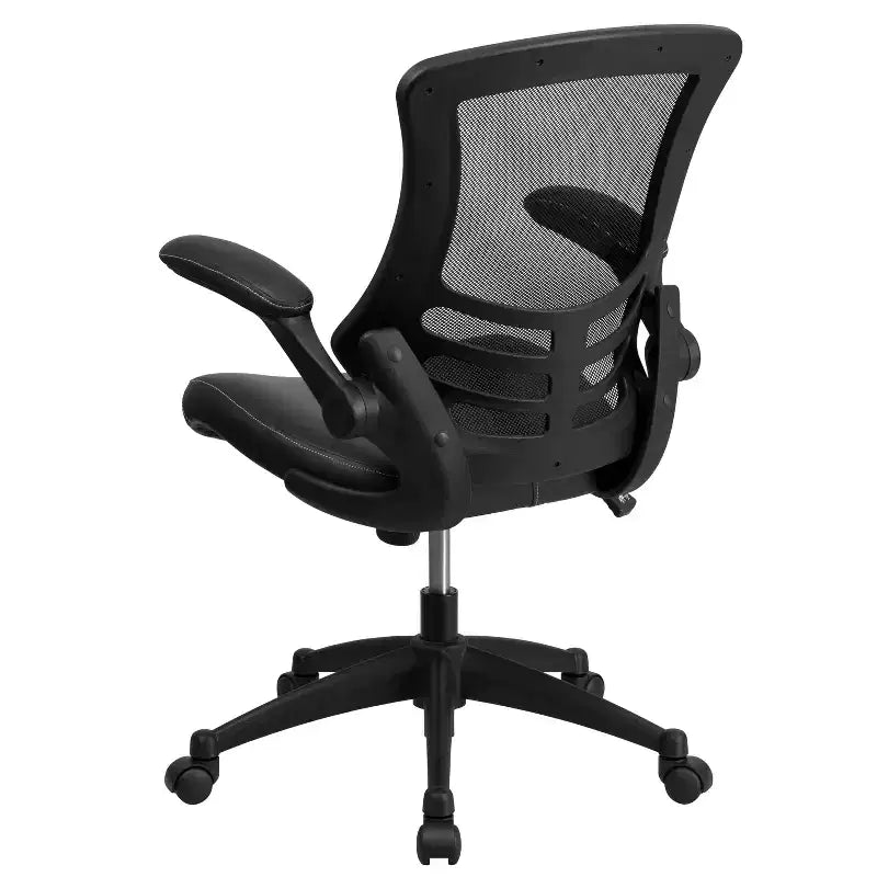 Fauteuil de bureau pivotant en maille à dossier mi-hauteur multicolore avec accoudoirs relevables, siège unique