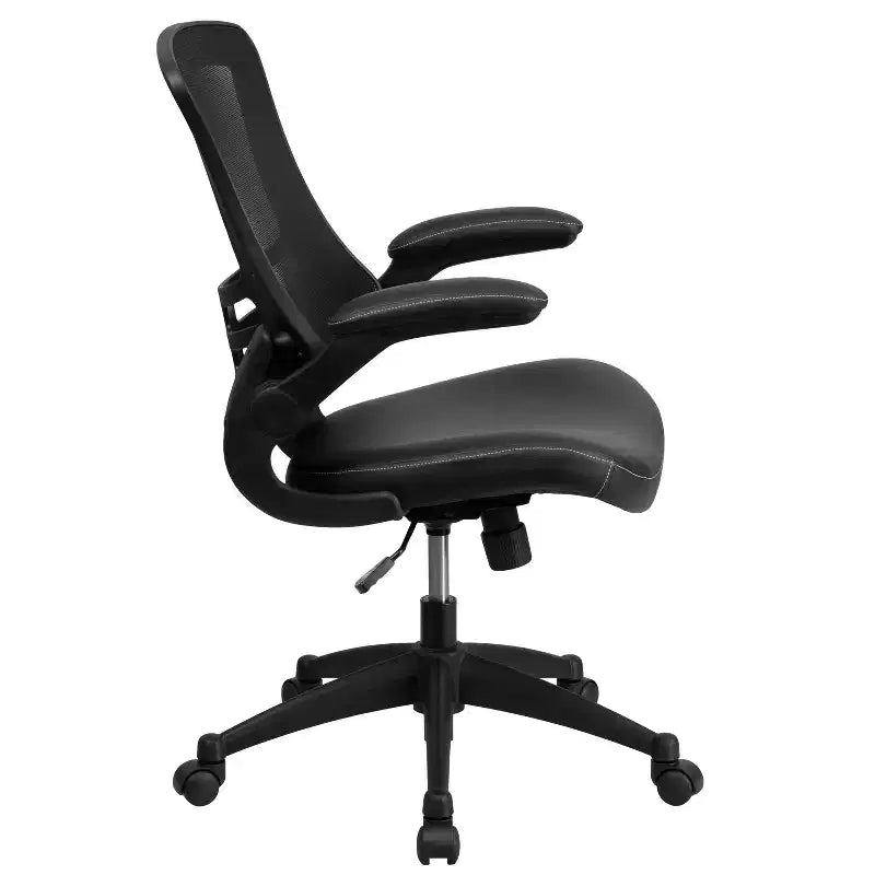 Fauteuil de bureau pivotant en maille à dossier mi-hauteur multicolore avec accoudoirs relevables, siège unique