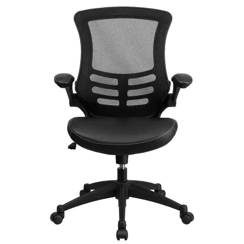 Fauteuil de bureau pivotant en maille à dossier mi-hauteur multicolore avec accoudoirs relevables, siège unique
