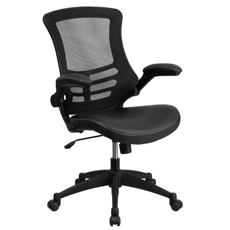 Fauteuil de bureau pivotant en maille à dossier mi-hauteur multicolore avec accoudoirs relevables, siège unique