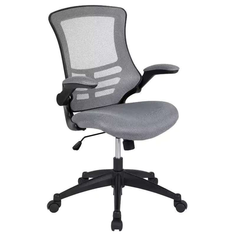 Fauteuil de bureau pivotant en maille à dossier mi-hauteur multicolore avec accoudoirs relevables, siège unique