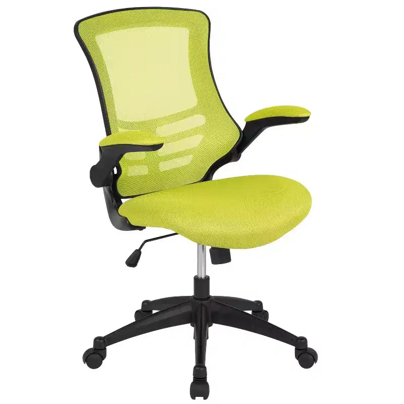 Fauteuil de bureau pivotant en maille à dossier mi-hauteur multicolore avec accoudoirs relevables, siège unique