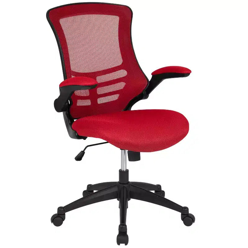 Fauteuil de bureau pivotant en maille à dossier mi-hauteur multicolore avec accoudoirs relevables, siège unique