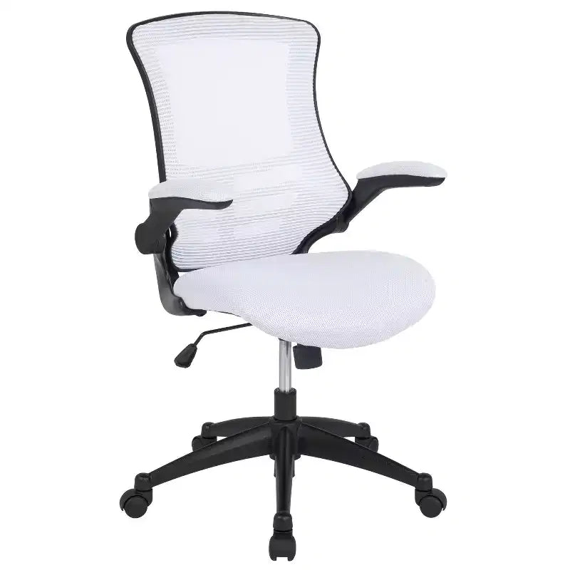 Fauteuil de bureau pivotant en maille à dossier mi-hauteur multicolore avec accoudoirs relevables, siège unique