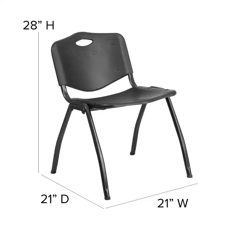 Chaise d'appoint empilable noire sans accoudoirs, 1 place