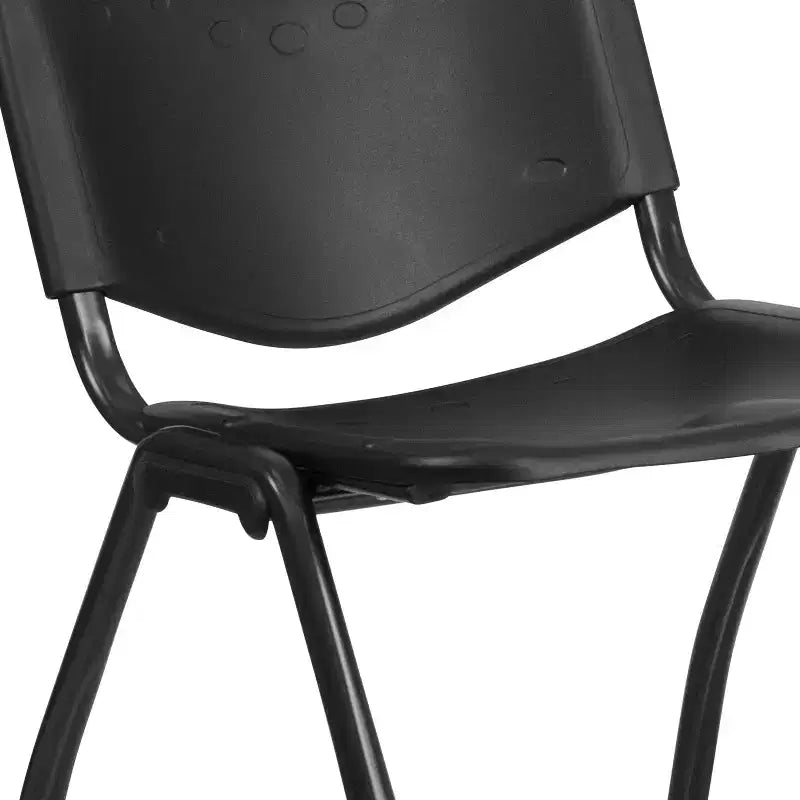 Chaise d'appoint empilable noire sans accoudoirs, 1 place