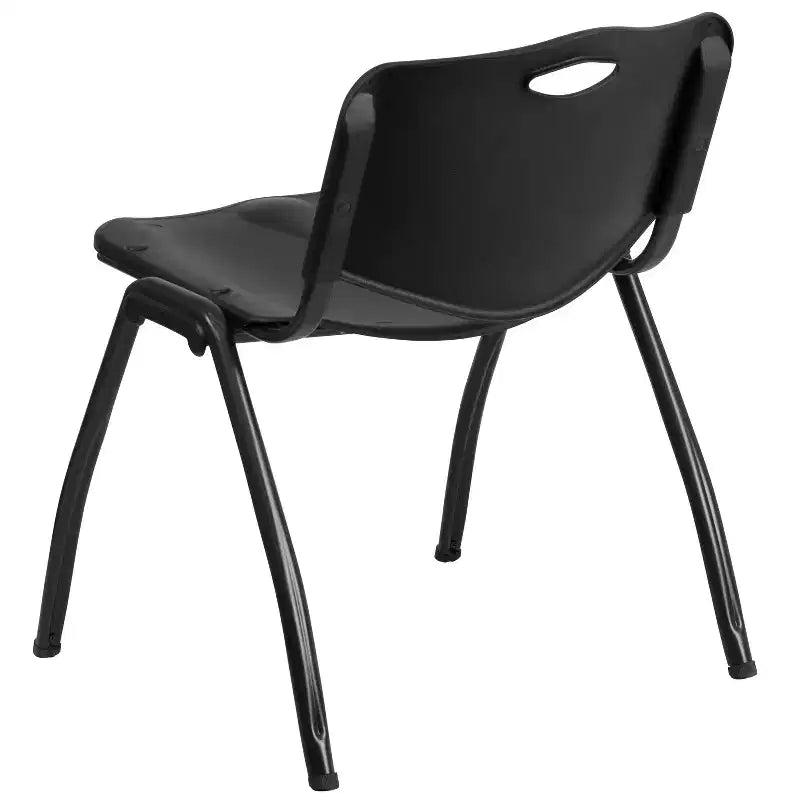 Chaise d'appoint empilable noire sans accoudoirs, 1 place