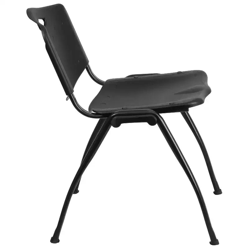 Chaise d'appoint empilable noire sans accoudoirs, 1 place