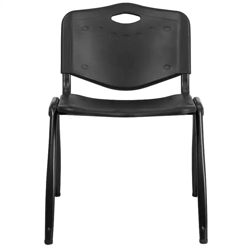 Chaise d'appoint empilable noire sans accoudoirs, 1 place