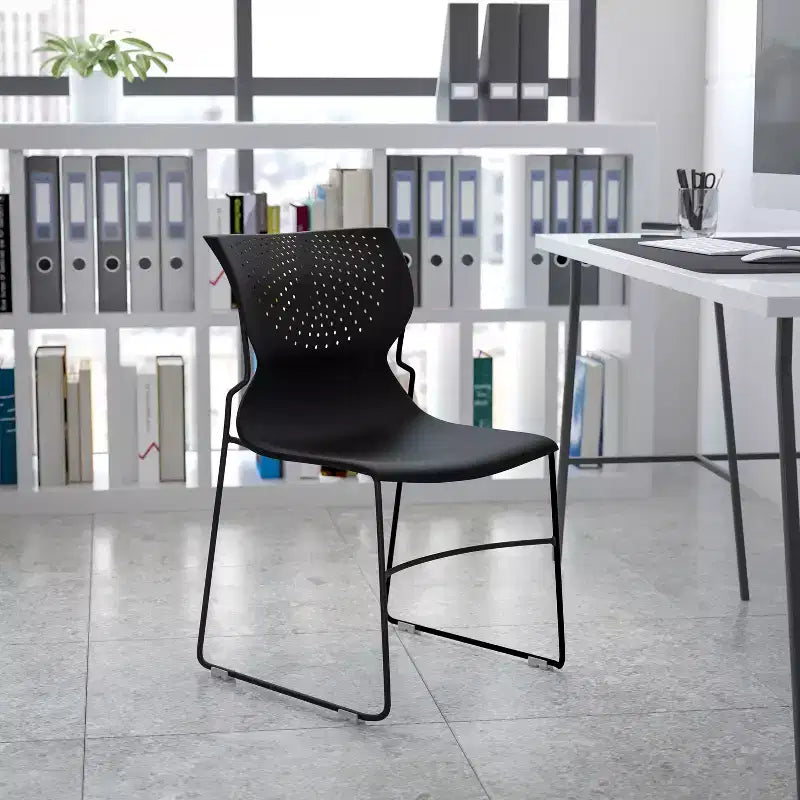 Chaise visiteur empilable sans accoudoirs, siège unique – Noir / Gris / Bleu marine / Orange