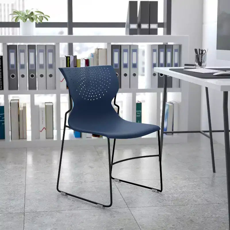 Chaise visiteur empilable sans accoudoirs, siège unique – Noir / Gris / Bleu marine / Orange