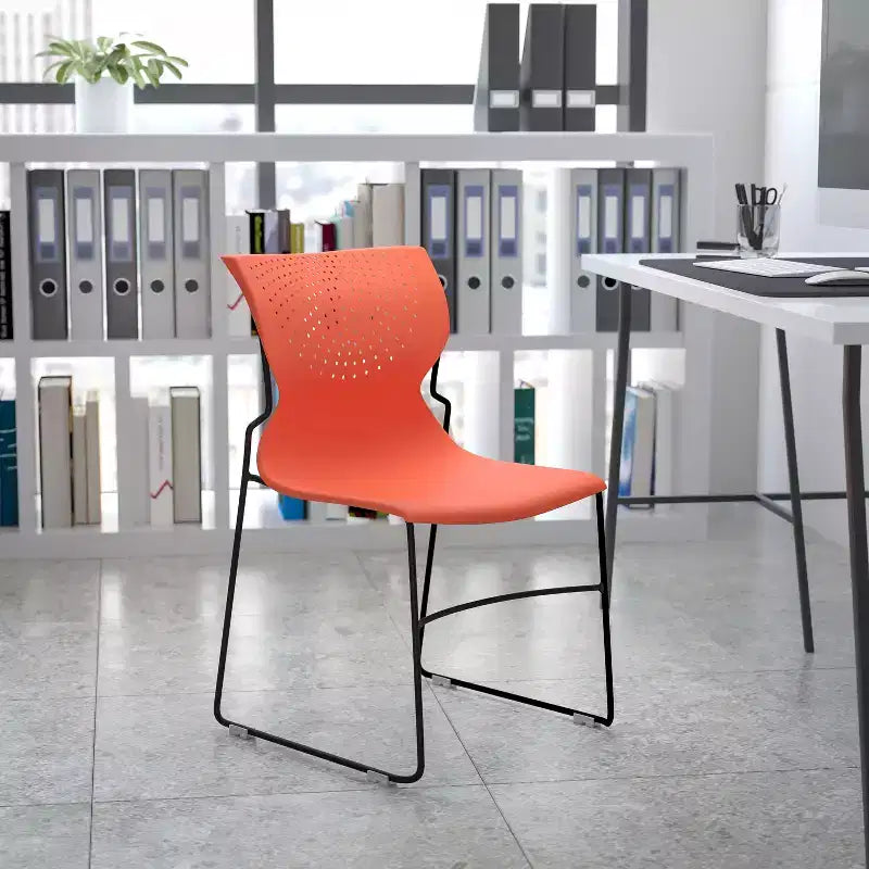 Chaise visiteur empilable sans accoudoirs, siège unique – Noir / Gris / Bleu marine / Orange