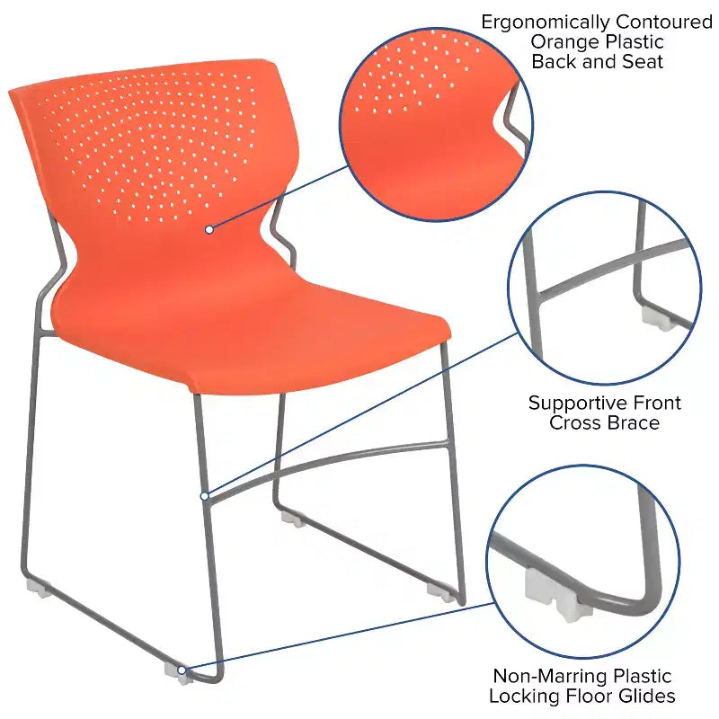 Chaise visiteur empilable sans accoudoirs, siège unique – Noir / Gris / Bleu marine / Orange