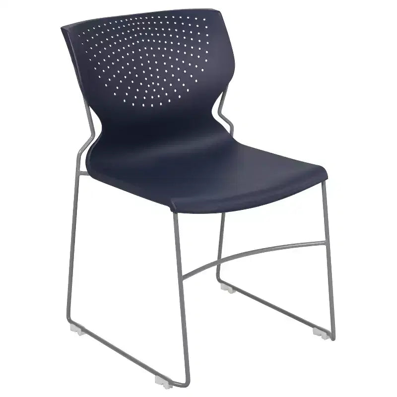 Chaise visiteur empilable sans accoudoirs, siège unique – Noir / Gris / Bleu marine / Orange