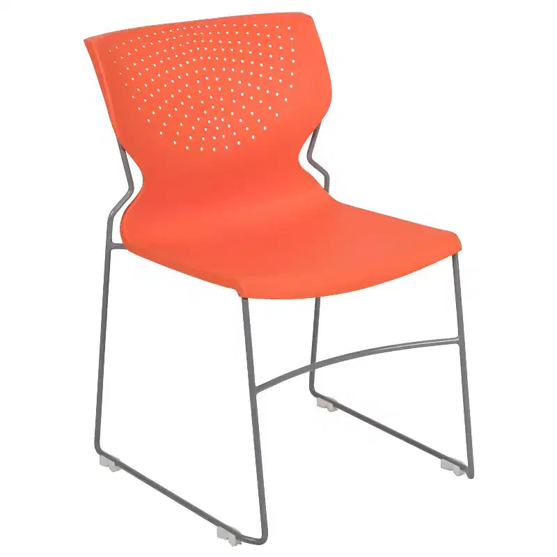 Emma and Oliver Home and Office Stack Chair with Lumbar Support and Metal Frame - Guest Chair