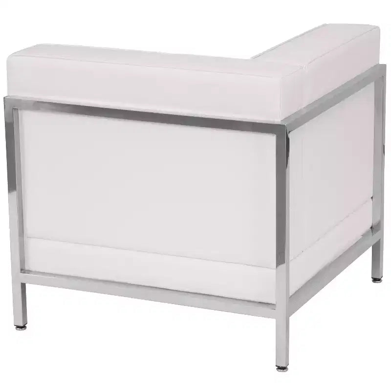 Fauteuil d'angle modulaire en similicuir noir, accoudoir gauche, une place