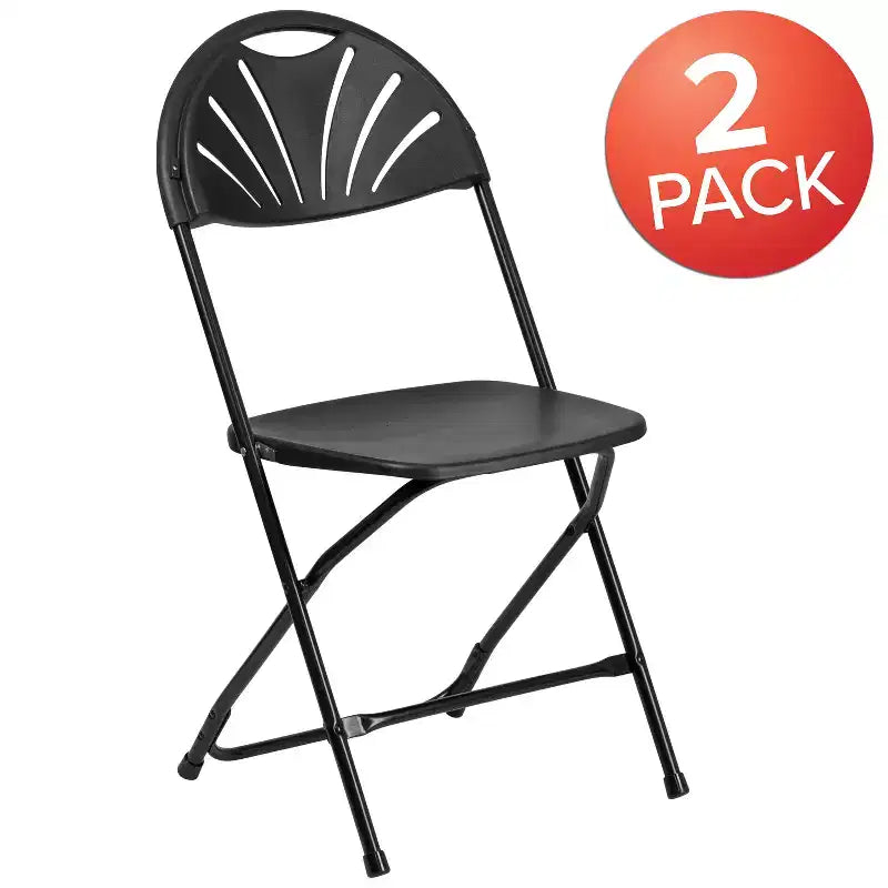 Chaise pliante en plastique avec dossier en éventail, lot de 2 – Noir / Bleu / Bordeaux / Anthracite / Blanc