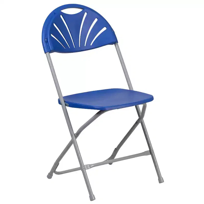 Chaise pliante en plastique avec dossier en éventail, lot de 2 – Noir / Bleu / Bordeaux / Anthracite / Blanc