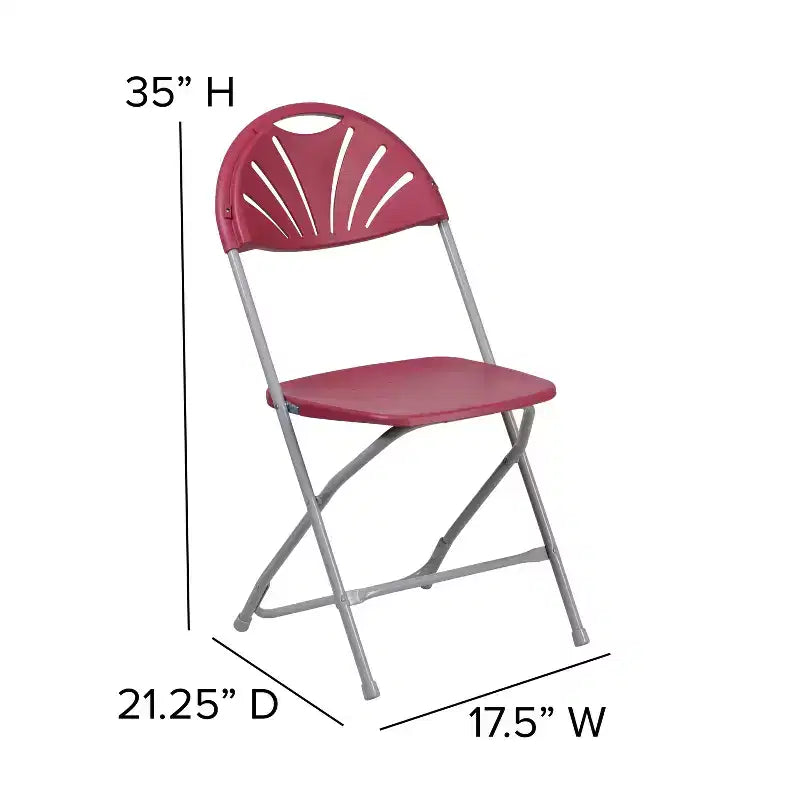 Chaise pliante en plastique avec dossier en éventail, lot de 2 – Noir / Bleu / Bordeaux / Anthracite / Blanc