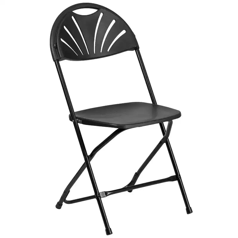 Chaise pliante en plastique avec dossier en éventail, lot de 2 – Noir / Bleu / Bordeaux / Anthracite / Blanc