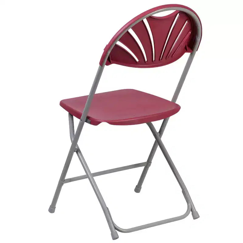Chaise pliante en plastique avec dossier en éventail, lot de 2 – Noir / Bleu / Bordeaux / Anthracite / Blanc