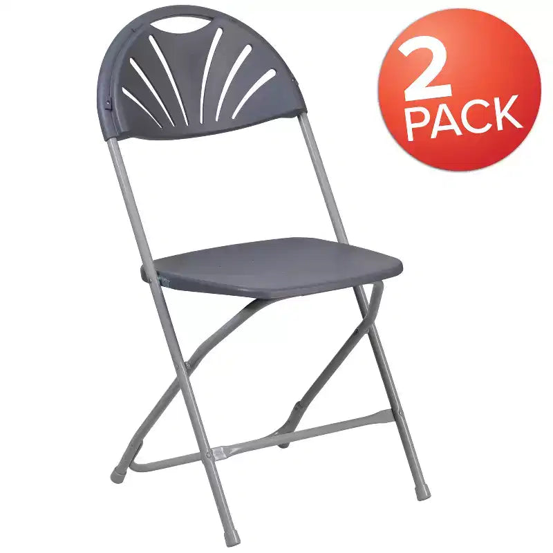 Chaise pliante en plastique avec dossier en éventail, lot de 2 – Noir / Bleu / Bordeaux / Anthracite / Blanc