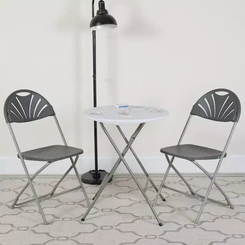 Chaise pliante en plastique avec dossier en éventail, lot de 2 – Noir / Bleu / Bordeaux / Anthracite / Blanc