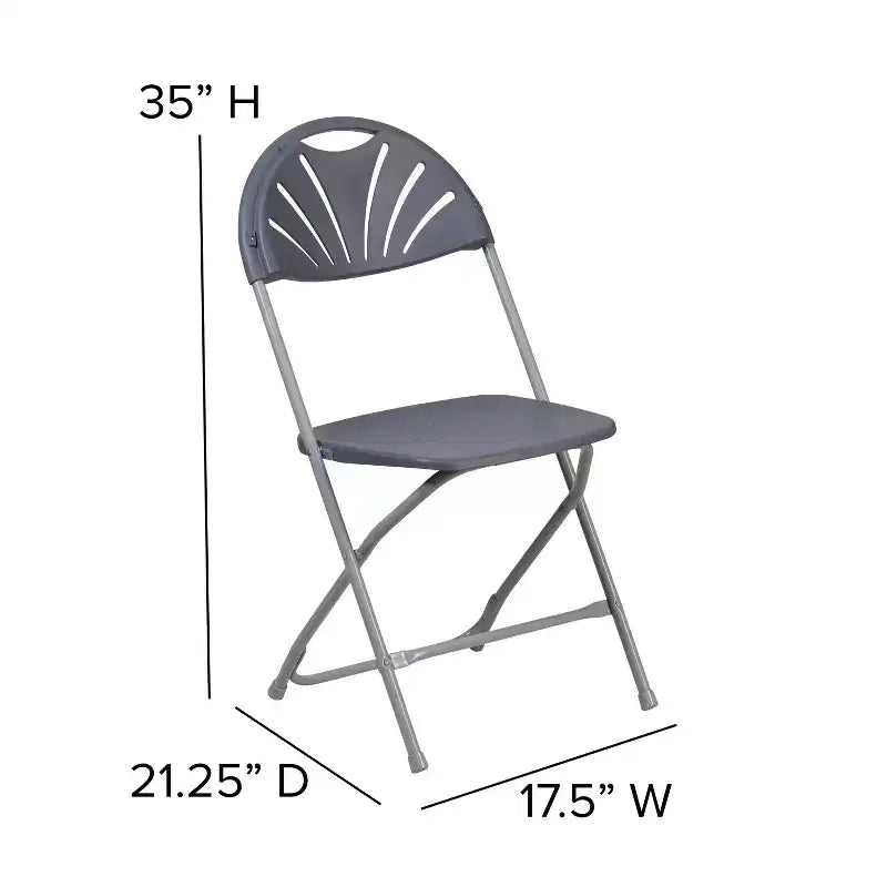 Chaise pliante en plastique avec dossier en éventail, lot de 2 – Noir / Bleu / Bordeaux / Anthracite / Blanc