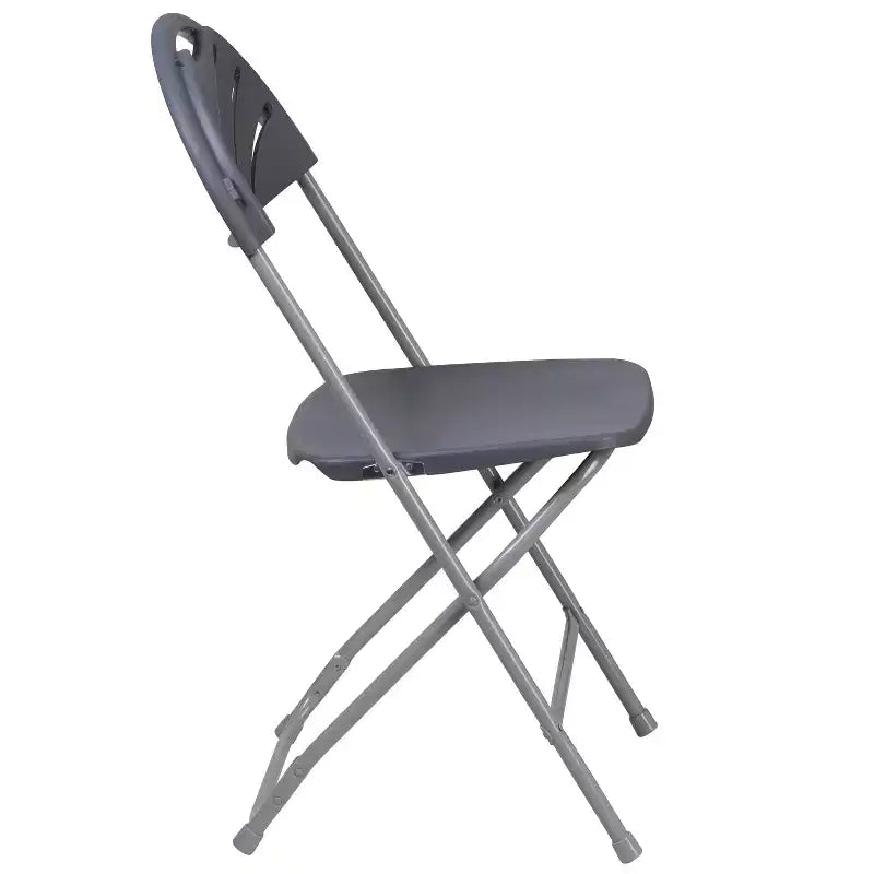 Chaise pliante en plastique avec dossier en éventail, lot de 2 – Noir / Bleu / Bordeaux / Anthracite / Blanc