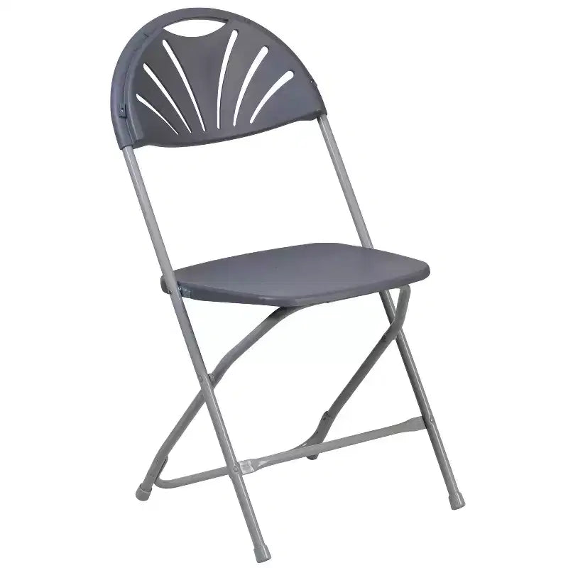 Chaise pliante en plastique avec dossier en éventail, lot de 2 – Noir / Bleu / Bordeaux / Anthracite / Blanc