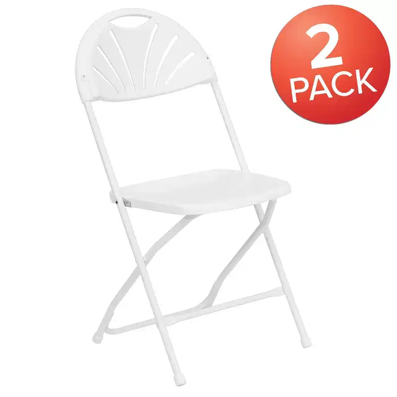 Chaise pliante en plastique avec dossier en éventail, lot de 2 – Noir / Bleu / Bordeaux / Anthracite / Blanc