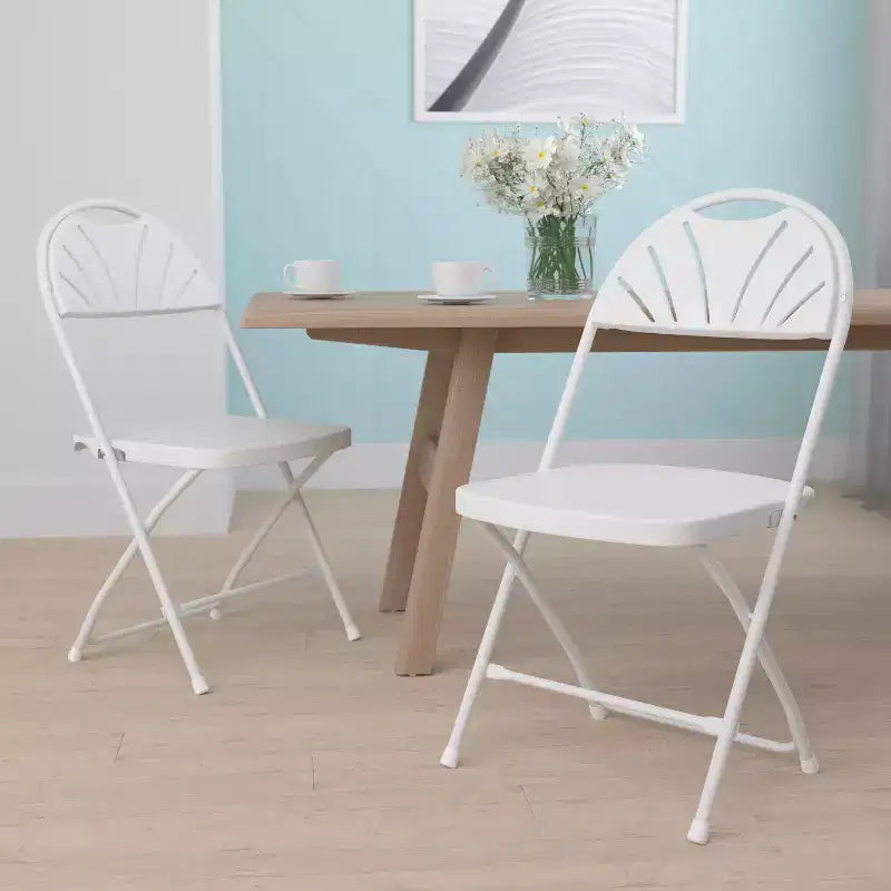 Chaise pliante en plastique avec dossier en éventail, lot de 2 – Noir / Bleu / Bordeaux / Anthracite / Blanc