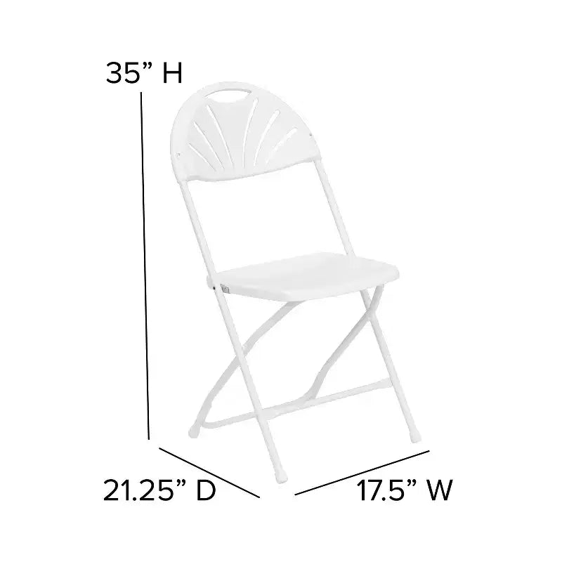 Chaise pliante en plastique avec dossier en éventail, lot de 2 – Noir / Bleu / Bordeaux / Anthracite / Blanc