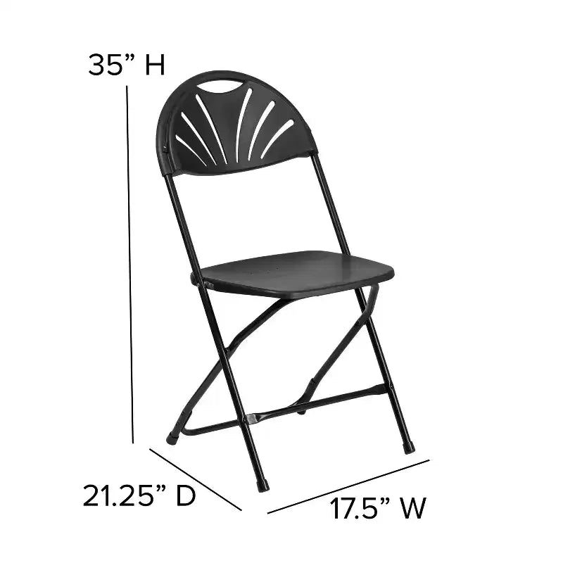 Chaise pliante en plastique avec dossier en éventail, lot de 2 – Noir / Bleu / Bordeaux / Anthracite / Blanc