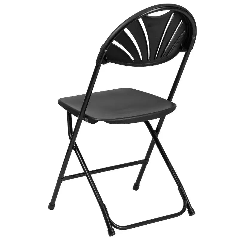 Chaise pliante en plastique avec dossier en éventail, lot de 2 – Noir / Bleu / Bordeaux / Anthracite / Blanc