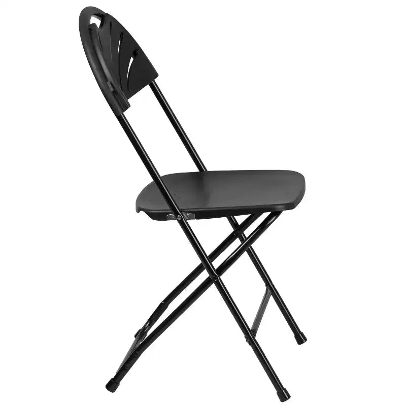 Chaise pliante en plastique avec dossier en éventail, lot de 2 – Noir / Bleu / Bordeaux / Anthracite / Blanc